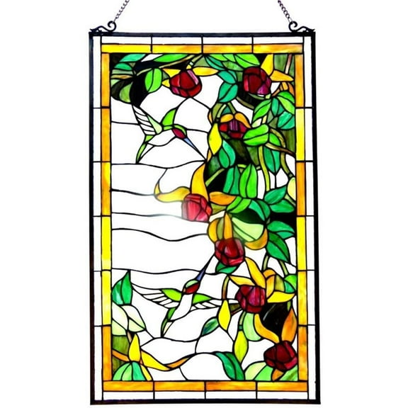 Pemberly Row 20"x32" Hummingbirds Design Window Panel in Multi-Colored
