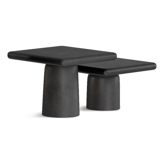 Pemberly Row 21" Square Coffee Table 2 Piece Nesting Set in Graphite