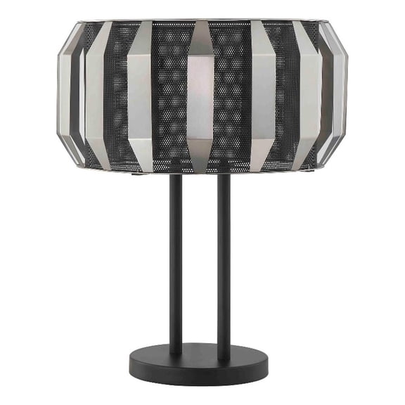 Pemberly Row 21" Table Lamp with Drum Metal Shade and Round Base in Black