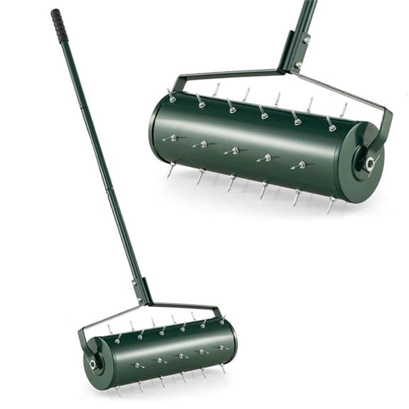 Pemberly Row 21 inch Manual Lawn Aerator Heavy Duty Grass Tool Green