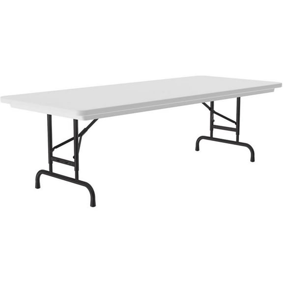 Pemberly Row 22-32" Adjustable Plastic Resin/Metal Folding Table in Gray Granite