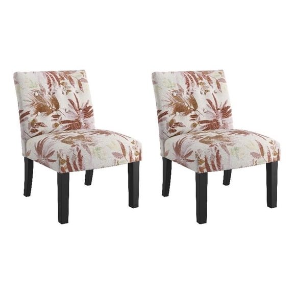 Pemberly Row 22" Armless Accent Chair with High-Density Foam in Crimson Floral