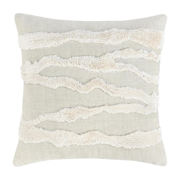 Pemberly Row 22" Belgian Linen Fabric Blend Throw Pillow Ivory