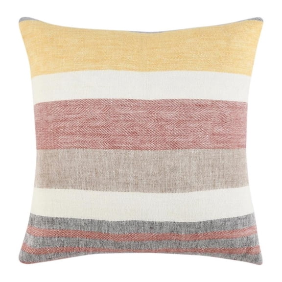Pemberly Row 22" Belgian Linen Fabric Multi-Color Throw Pillow
