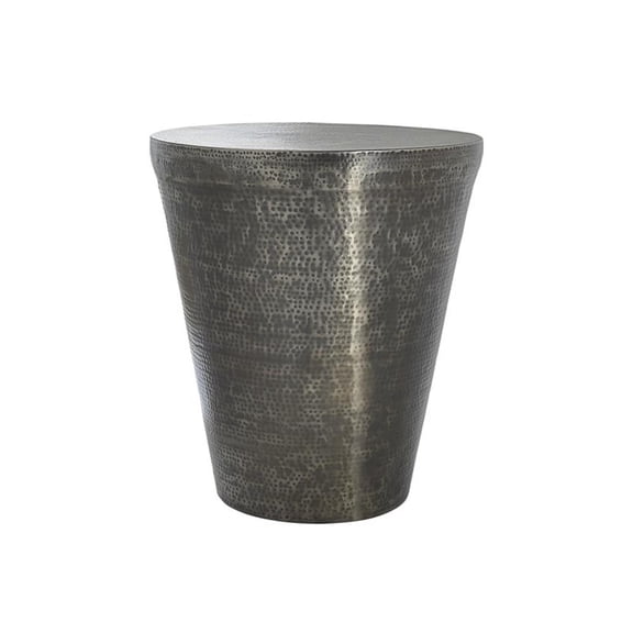 Pemberly Row 22" Silver Grey Metal Hammered Cone Drum End Table