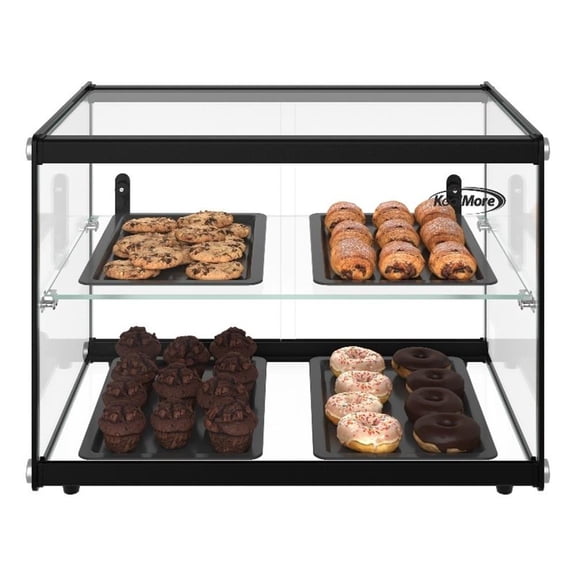 Pemberly Row 22" Tiered Pastry Display Case w/ Shelf & Sliding Door 2.2 cu. ft.
