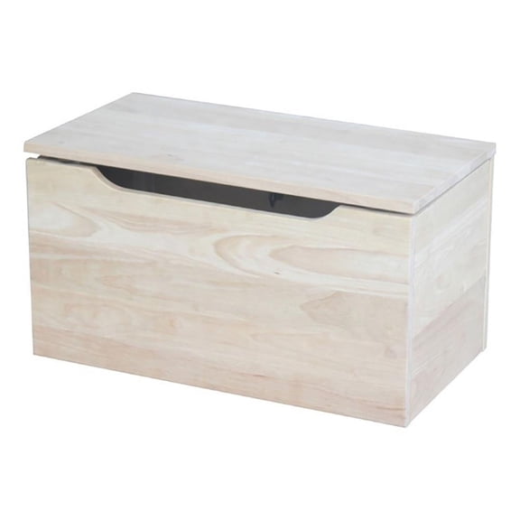 Pemberley Row Solid Wood Natural Storage Box Rectangular Safety Hinge 22" Ready to Assemble