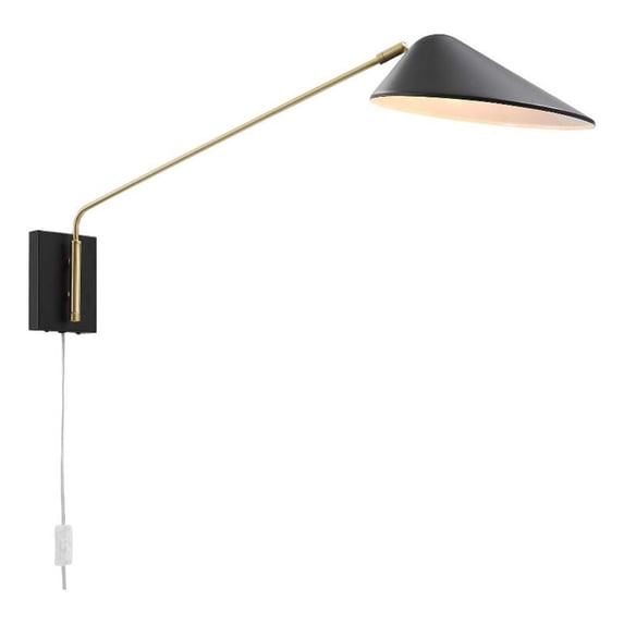 Pemberly Row 24" 1-Light Modern Metal Swing Arm Wall Sconce in Black