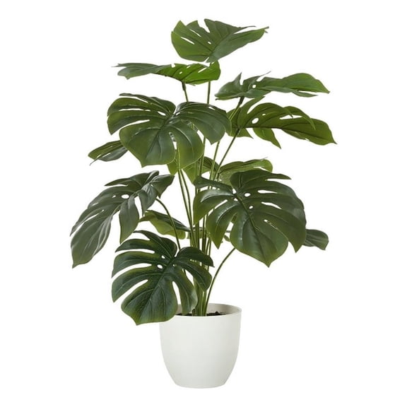Pemberly Row 24" Artificial Monstera Plant with Real Touch Leaves in White Pot