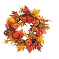 thumbnail image 1 of Pemberly Row 24" Autumn Pumpkin and Berries Artificial Fall Wreath in Orange, 1 of 4