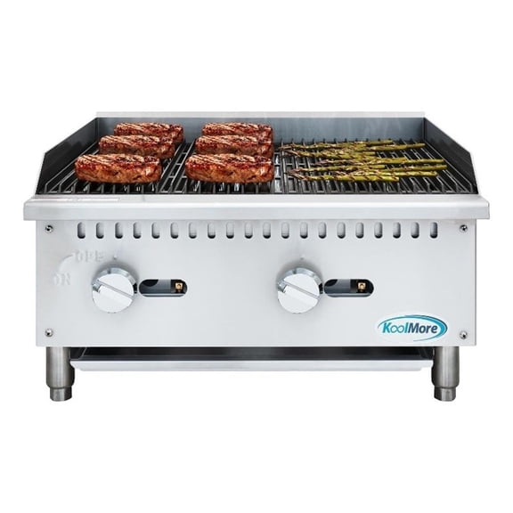 Pemberly Row 24" Commercial 2-Burner Natural Gas Charbroiler with 60000 BTUs