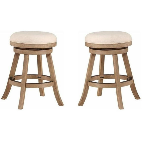 Pemberly Row 24" Counter Stool in Driftwood Wire Brush and Ivory - Set of 2