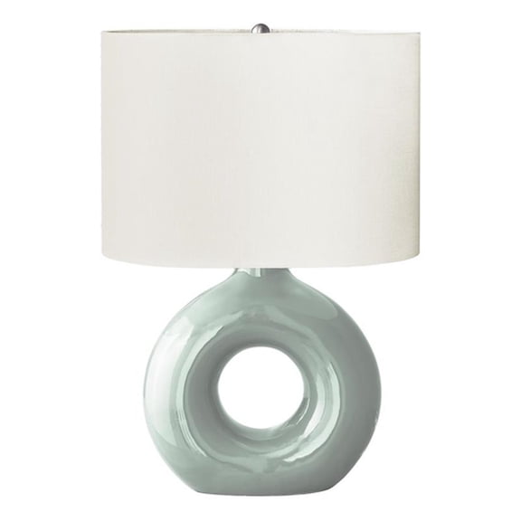 Pemberly Row 24" Donut-Shaped Light Green Ceramic Lamp with Ivory Shade