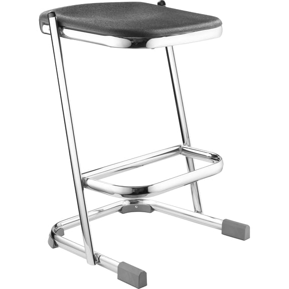 Pemberly Row 24" Ergonomic Modern Metal Elephant Z-Stool in Black/Chrome