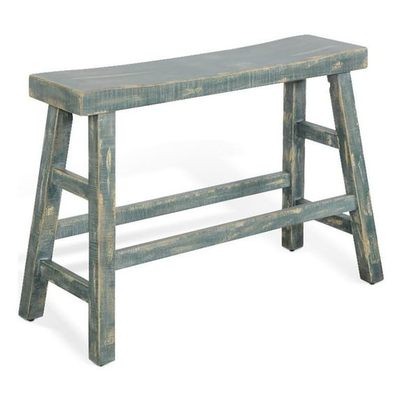 Pemberly Row 24" Farmhouse Mahogany Wood Bench in Sea Grass Green