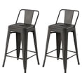 thumbnail image 1 of Pemberly Row 24" Metal Counter Stools in Gunmetal Brown (Set of 2), 1 of 9