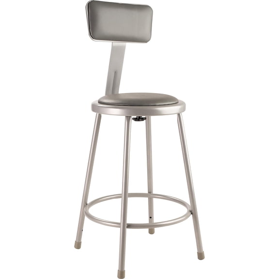 Pemberly Row 24" Modern Vinyl Padded Steel Metal Heavy Duty Stool in Gray