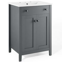 Pemberly Row 24" Modern Wooden Bathroom Vanity in Gray and White