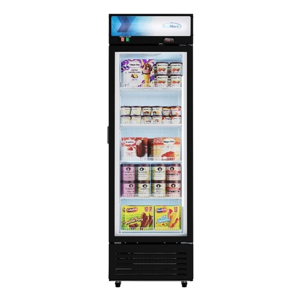 Pemberly Row 24" One Glass Door Merchandiser Freezer 12 cu. ft. in Black