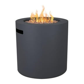 Pemberly Row 24" Round Stainless Steel Propane Fire Pit Table in Slate