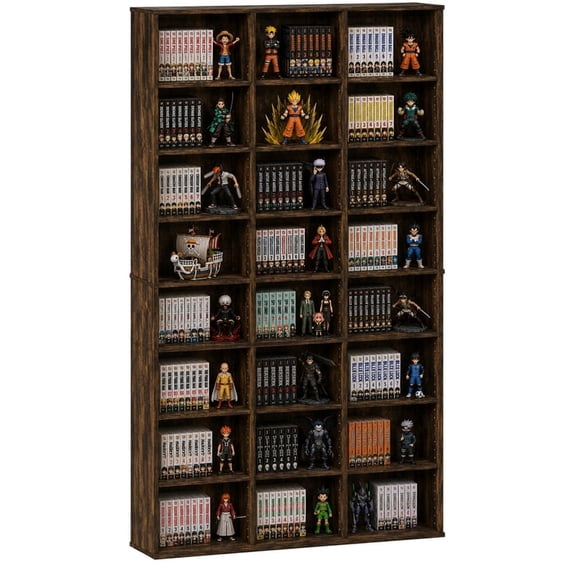 Pemberly Row 24-Shelf Multimedia Media Storage Tower Rack in Amber Pine