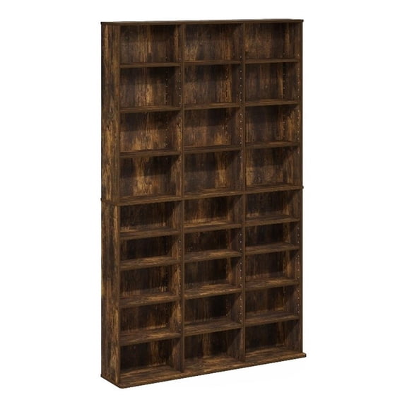 Pemberly Row 24-Shelf Multimedia Media Storage Tower Rack in Amber Pine