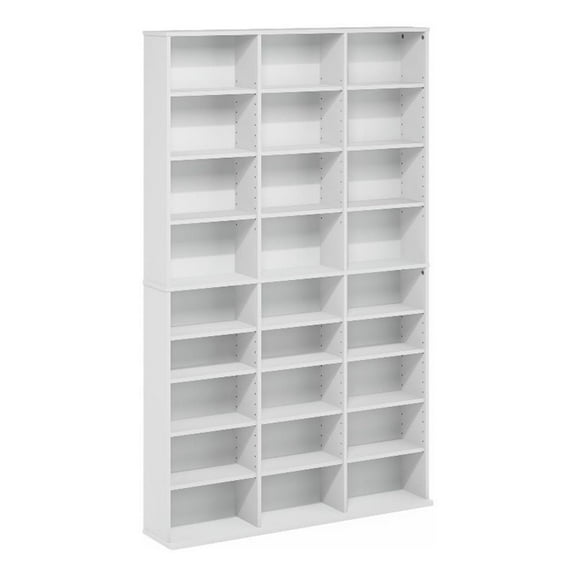 Pemberly Row 24-Shelf Multimedia Media Storage Tower Rack with Adjustable White