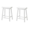 thumbnail image 1 of Pemberly Row 24" Solid Wood Saddle Seat Counter Stool in White (Set of 2), 1 of 4