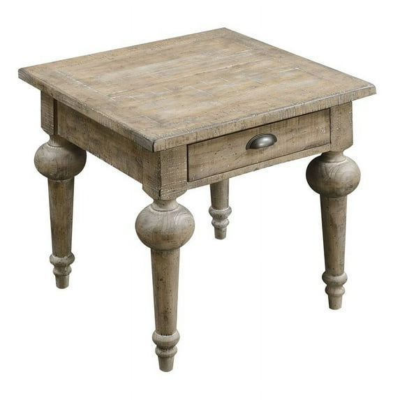Pemberly Row 24" Square End Table with One Drawer in Gray