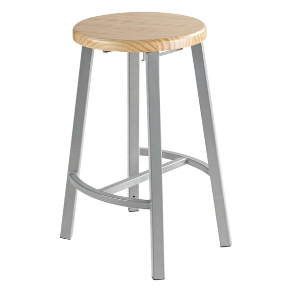 Pemberly Row 24" Stool Solid Wood Seat Gray Frame with Curved Footring