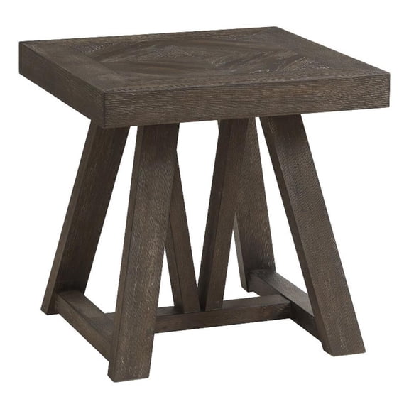 Pemberly Row 24" Transitional Wood End Table in Chevron Gray