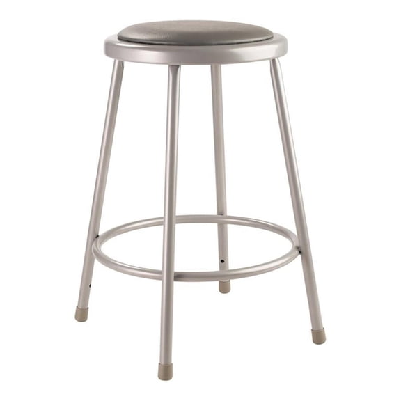 Pemberly Row 24" Vinyl Padded Steel Metal Heavy Duty Stool in Gray