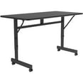 thumbnail image 1 of Pemberly Row 24"W x 48"D Contemporary Metal Wood Flip Top Table in Black Granite, 1 of 7