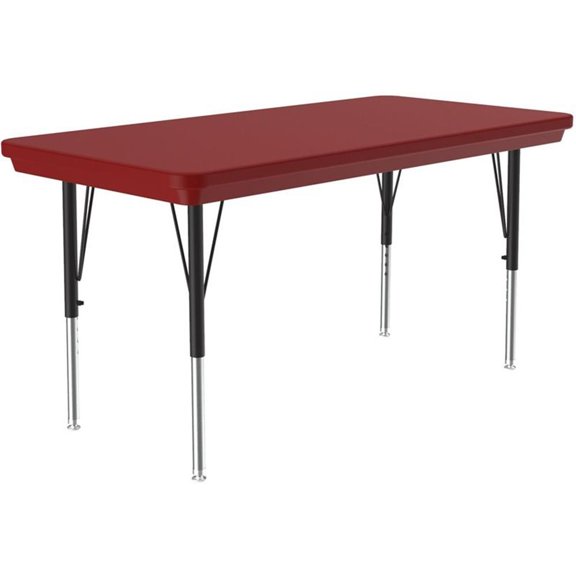 Pemberly Row 24"W x 48"D Contemporary Plastic & Metal Activity Table in Red