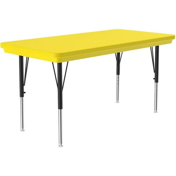 Pemberly Row 24"W x 48"D Contemporary Plastic & Metal Activity Table in Yellow