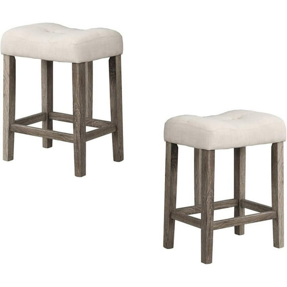 Pemberly Row 24" Wood Counter Stool in Natural Oak (Set of 2)