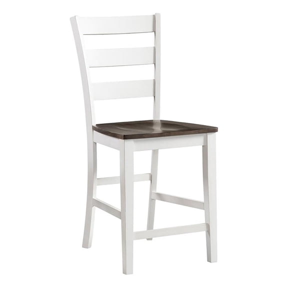 Pemberly Row 24" Wood Ladder Back Stool in Gray/White (Set of 2)