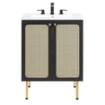 thumbnail image 1 of Pemberly Row 24" Wood & Rattan Bathroom Vanity in Black/White, 1 of 16