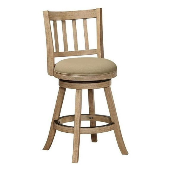 Pemberly Row 24" Wood Swivel Counter Stool in Drift Wire-Brush Natural