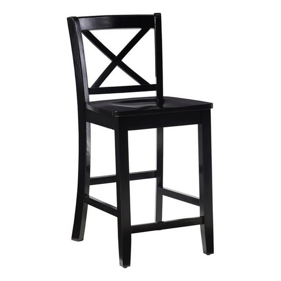 Pemberley Row Rubberwood Black Counter Stool Rectangular X-Back Design 37.25" Unassembled