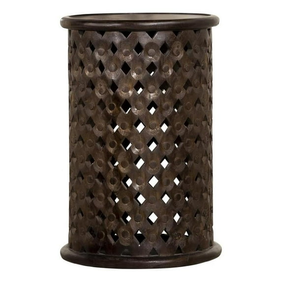 Pemberly Row 24-inch Round Coastal Wood Accent Table Dark Brown