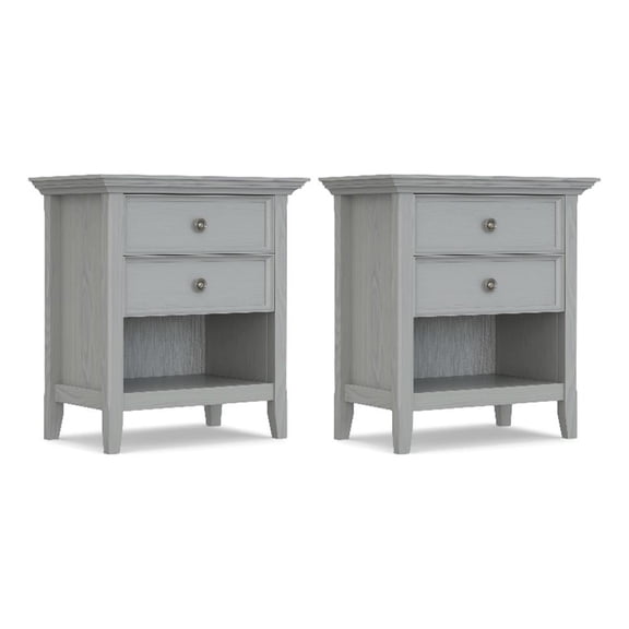 Pemberly Row 24 inch Solid Wood Bedside Table Set of 2 in Fog Gray