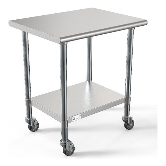 Pemberly Row 24"x30" 18-Gauge Stainless Steel Commercial Work Table with Casters