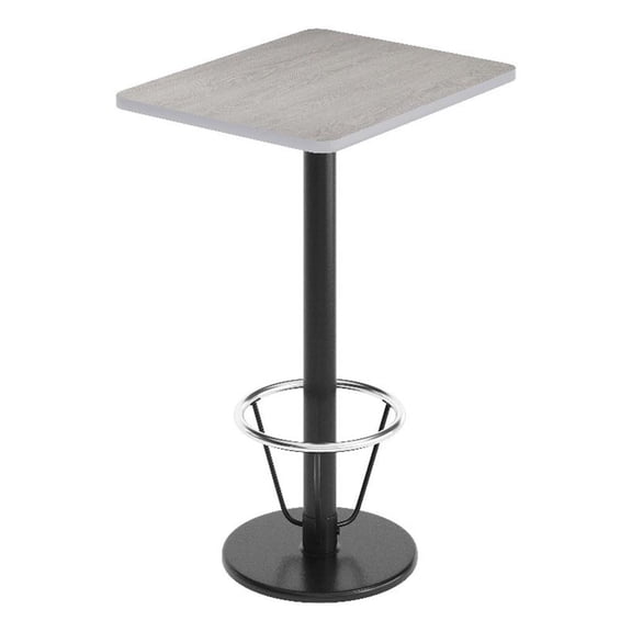 Pemberly Row 24"x30" Gray Dining Table Top with Black Bar Height Base & Footring