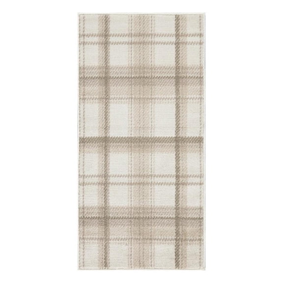 Pemberly Row 24"x48" Indoor Polypropylene Fabric Rug in Ivory and Beige