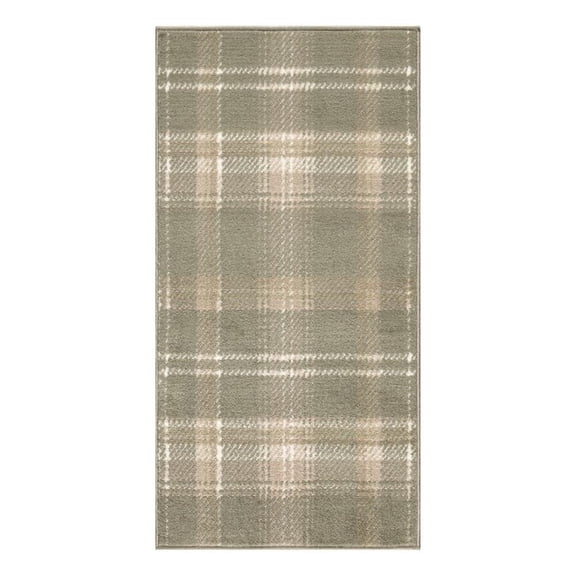 Pemberly Row 24"x48" Indoor Polypropylene Fabric Rug in Olive Green