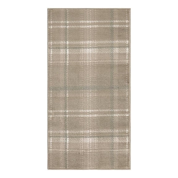 Pemberly Row 24"x48" Indoor Polypropylene Fabric Rug in Taupe