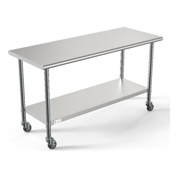 Pemberly Row 24"x60" 18-Gauge Stainless Steel Commercial Work Table with Casters