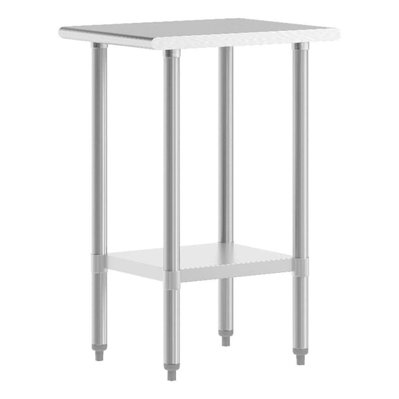 Pemberly Row 24x18 Stainless Steel 18 Gauge Work Table with Undershelf