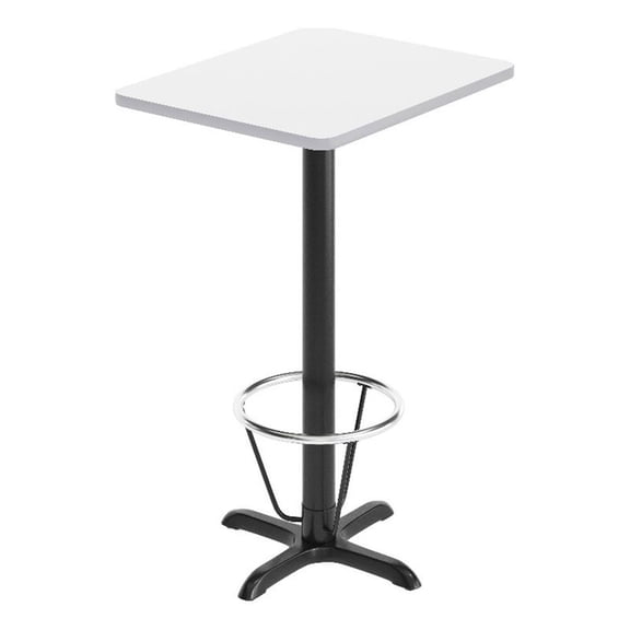 Pemberly Row 24x30 White Dining Table Top with Bar Height Base and Footring